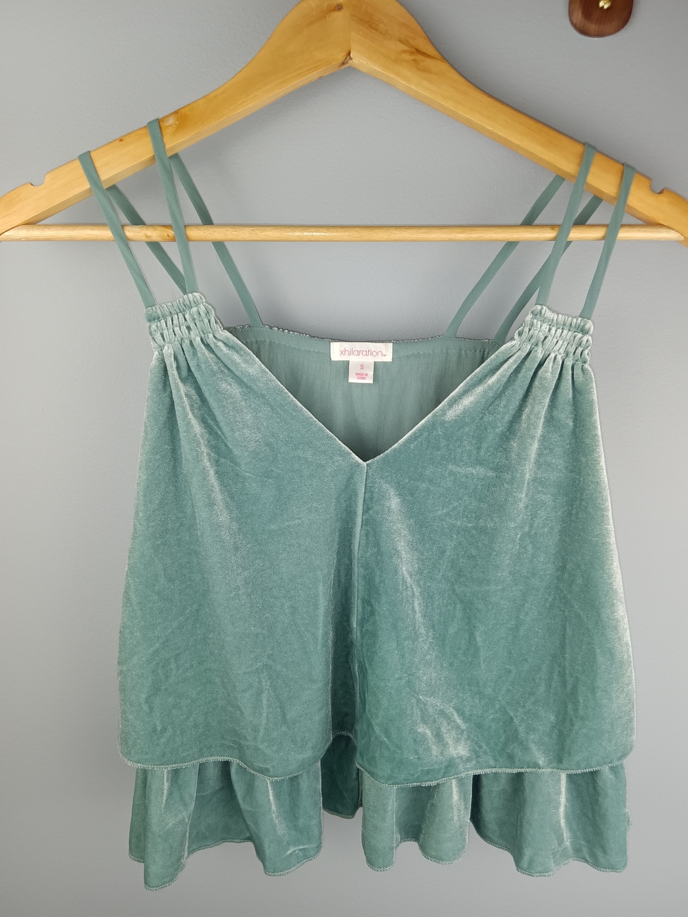 Xhilaration Mint Aqua Green Velveteen Double-Layer Camisole